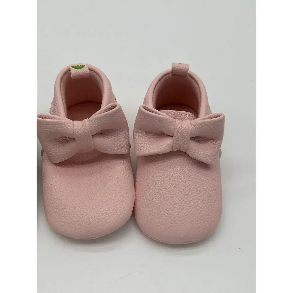 Lot of 2 First Steps Stepping Stones Pink Bow Moccasin Shoes Size 3 (6-9 Months)